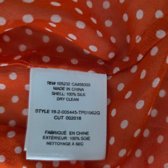 Joie Womens Orange Polka Dot Silk Blouse S Long Sleeve Lightweight Top - Picture 4 of 6